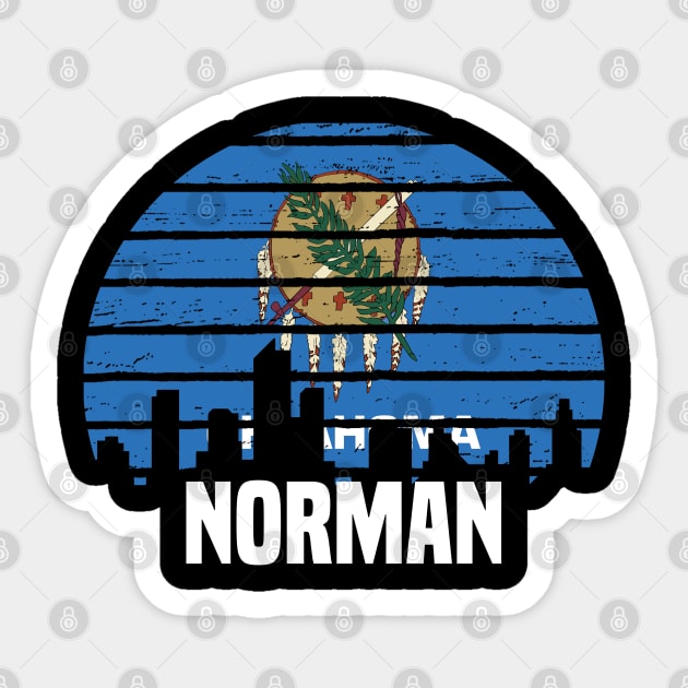 Norman Oklahoma OK Group City Trip Silhouette Flag Sticker by jkshirts